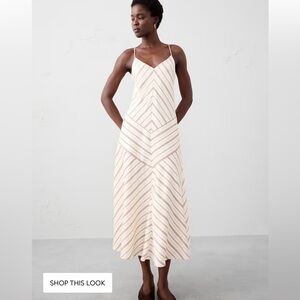 Banana Republic Factory Women’s Medium Strappy V-Neck Stripe Midi Dress NWT